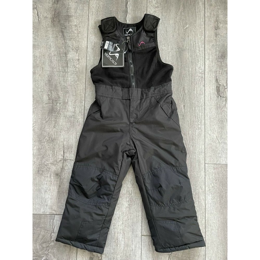 Vertical 9 Kids Ski Snow Pants Overalls Salopettes Black Size 4T Sleeveless